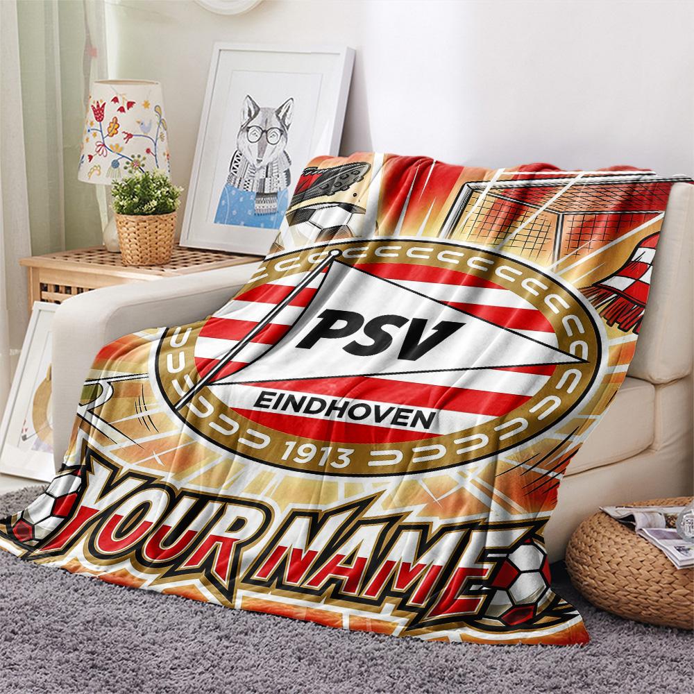 Custom Name PSV Eindhoven Flannel Blanket, High quality Comfortable for All Seasons, Home Decor, Warmth and Comfort
