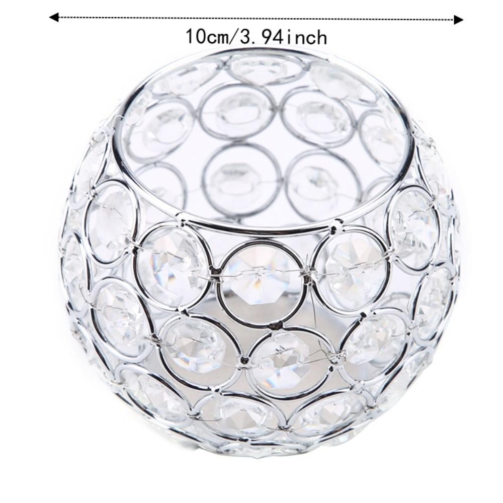 Beads Crystal Candle Holder Silver Tealight Candle Holder Bowl Candle Holder Table Decor