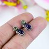 Natural Amethyst,Peridot 925 Solid Sterling Silver Gift Tops Earring .75" p1G80
