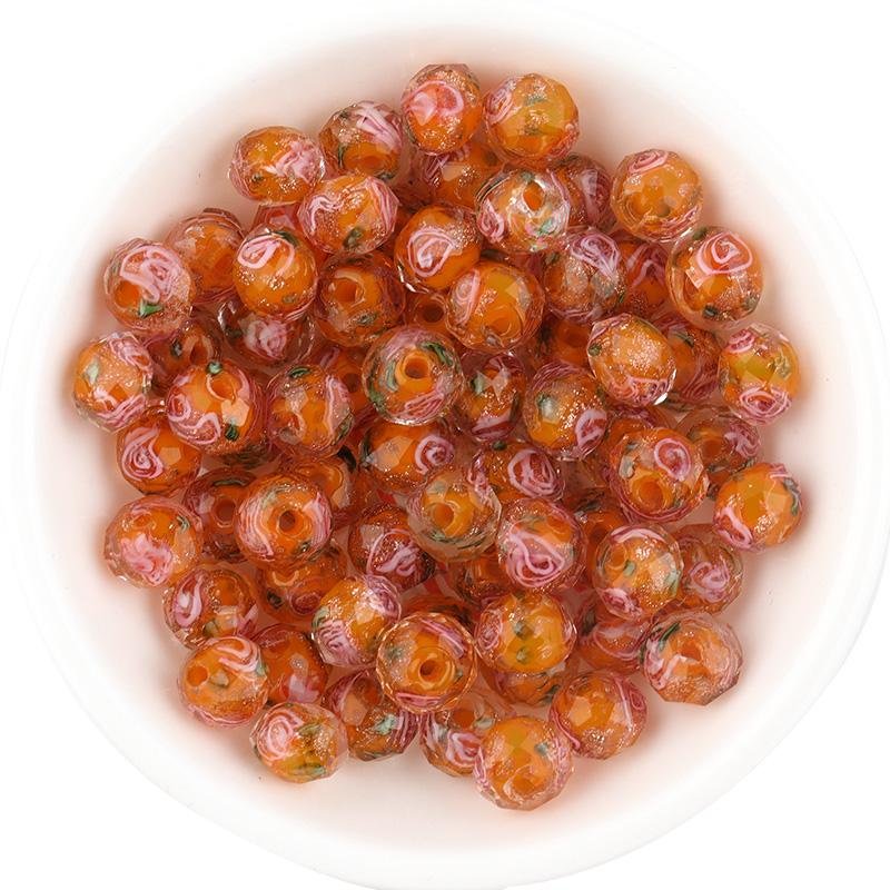 10pcs/lot 8 10 12mm Colored Faceted Lampwork Beads Flower Pattern Loose Spacer Abacus Glass Bead For DIY Charms Bracelet Earring