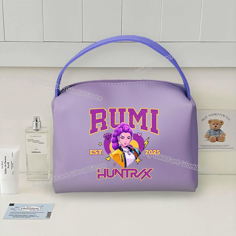 KPop Demon Hunters Handheld Make Up Bag Organizer for Women Portable Tracvel Cosmetics Handbag Waterproof Toiletry Makeup Bags