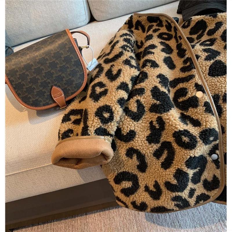Leopard Print Winter Jacket Autumn New Lamb Wool Faux Fur Coat Female Casual Korean Fashion Loose Thick Warm Plush Outerwear