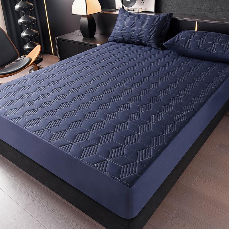1 шт. Водонепроницаемый чехол-протектор для матраса однотонный стеганый с геометрическим узором, из утолщенной прочной ткани для дома и общежития, гладкая текстура