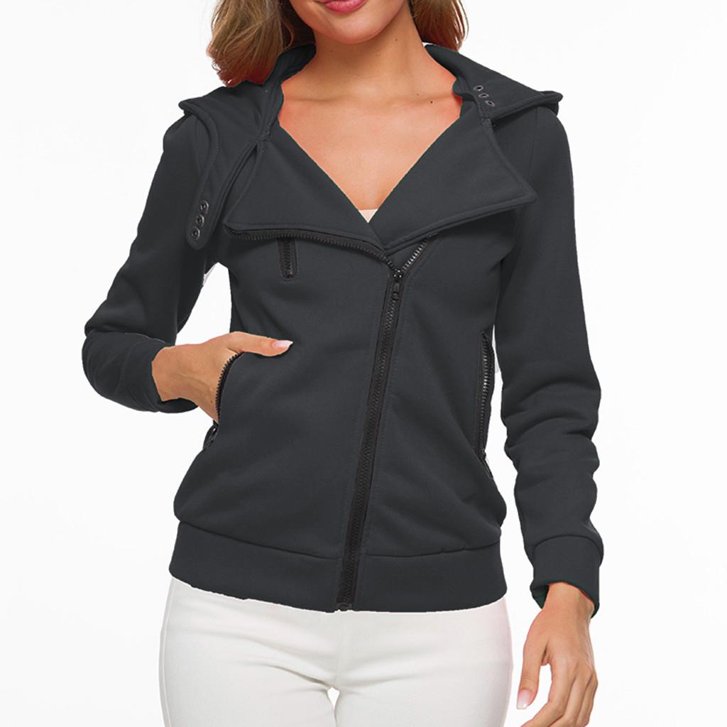 Women's Thermal Long Hoodie Zip Up Jacket Hooded Warm Coat Casual Jackets