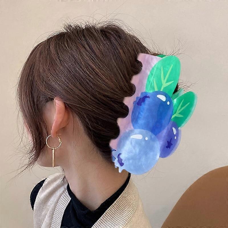Fruit Theme Acrylic Hair Claw Clip Ponytail Holder For Women Vacation Daily Wear