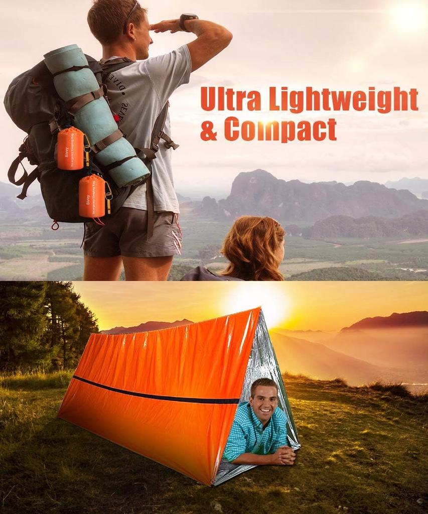 FuooooGui Аварийная палатка для улицы Аварийная палатка Простая палатка Легкая Водонепроницаемая Складная 2-местная Алюминиевое Одеяло Для Выживания И Спасения Кемпинг