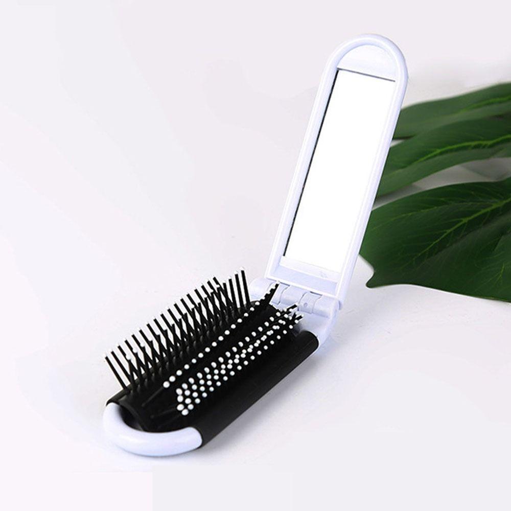 Anti Static Air Bag Hair Comb Mini Massage Comb Fashion Foldable Hair Brush with Mirror  Travel