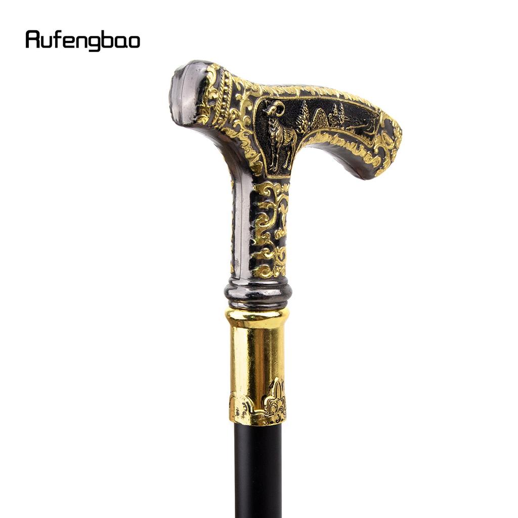 Gold Black Luxury Goat Handle Walking Cane Fashion Decorative Walking Stick Gentleman Elegant Cosplay Cane Knob Crosier 90cm