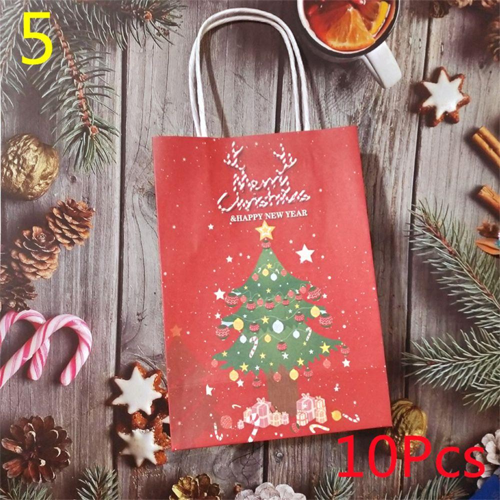 Handle Present Case Cookie Packaging Bags Christmas Gift Bags Elk Santa Claus Kraft Paper Gift Box