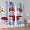 2pcs,2D plane printing Curtains Digital Printed Snowy Cheer Duo Versatile Polyester Fabric (without rod) All Seasons for Living