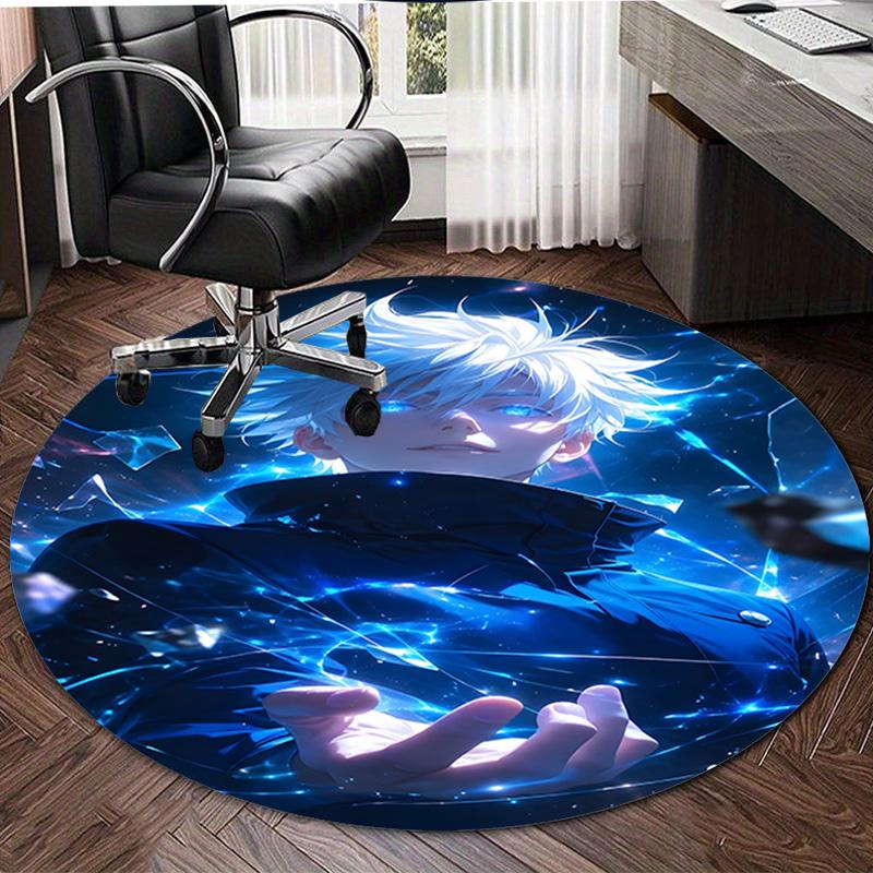 1pc Gojo Satoru Print Round Carpet Chair Round Carpet Suitable for Bedroom Living Room Home Decorative Carpet