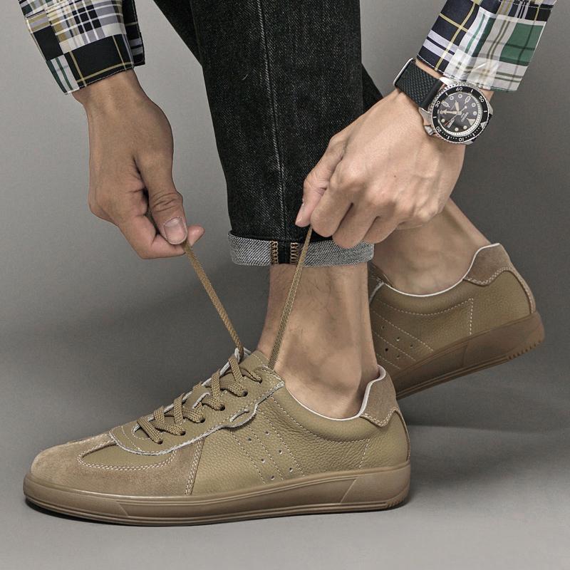 Fashion High Quality Brand Men Cowhide Comfortable Lace Up Board Shoes Summer Outdoor Men's Breathable Non Slip Sports and Leisure Shoes