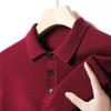Long Sleeve Lapel Polo Knitted Sweater Solid Color T-Shirt Commuter Simple Bottom Sweater Men