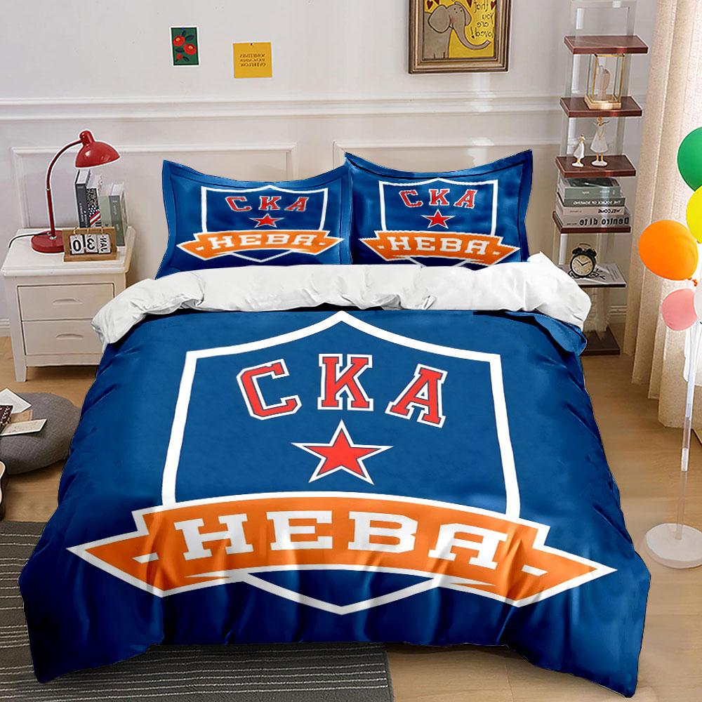 "Blue Shield with Red Star and Text" Print Bedding Set Duvet Cover Pillowcases (1* Duvet Cover 2* Pillowcases Do Not Include Comforter)