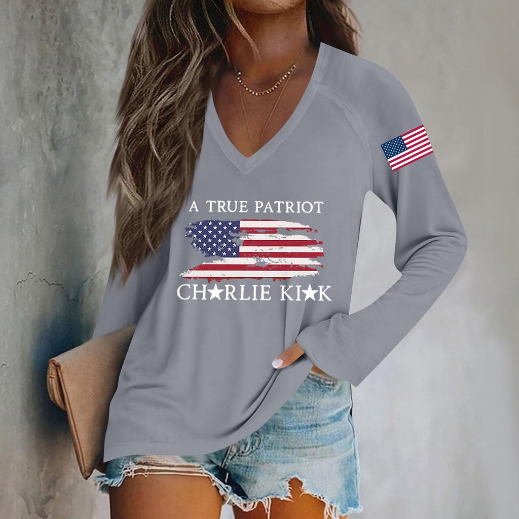 Women's Fashion Casual Long Sleeve Halloween Printed V-Neck Top