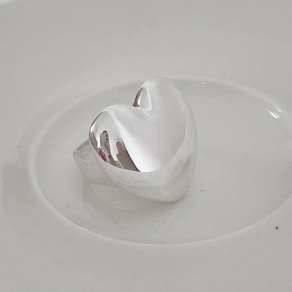 925 Sterling Silver Rings for Women Couple Minimalist Handmade Simple Wide Big Heart Ring Party Jewelry Gift Prevent Allergy