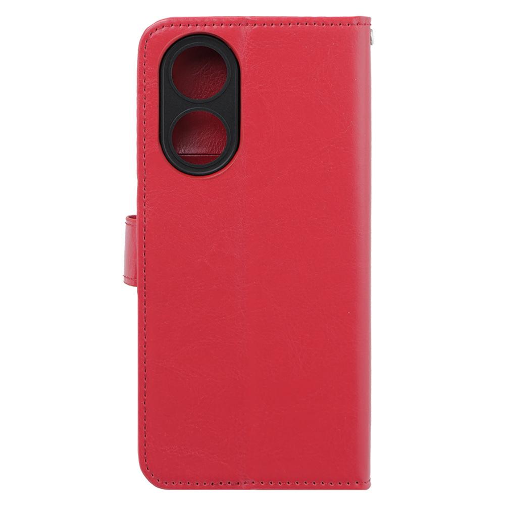 Flip Case for Oppo A58 4G, Crazy Horse Wallet, Red