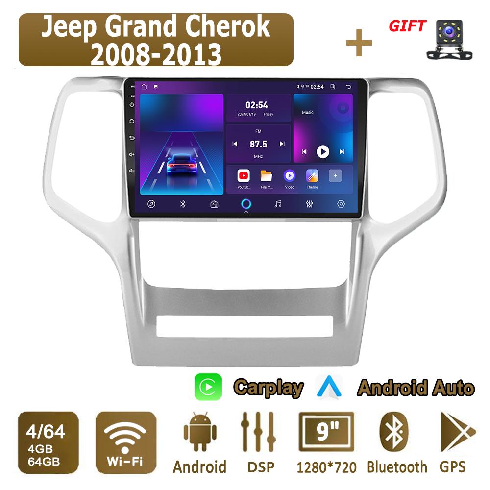 Android Carplay автомобильное радио для Jeep Grand Cherok 2008-2013 мультимедийный проигрыватель головное устройство стерео GPS навигация BT WIFI 4+64 ГБ