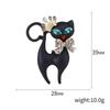 Enamel Drop Oil Inlaid Diamond Black Cat Creative Design Brooch Corsage Ladies Accessories