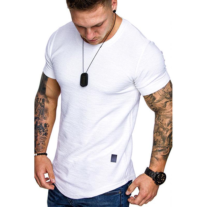 Men's Summer Solid Crew Neck Top Fashion Casual Short Sleeve T-Shirt