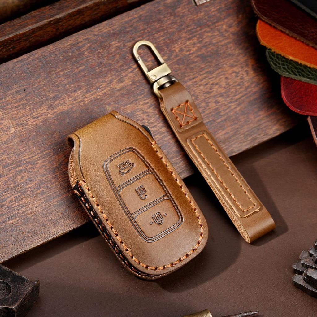 Leather Car Key Cover for Hyundai Fiesta - Cross-Border Hot-Selling Accessory
