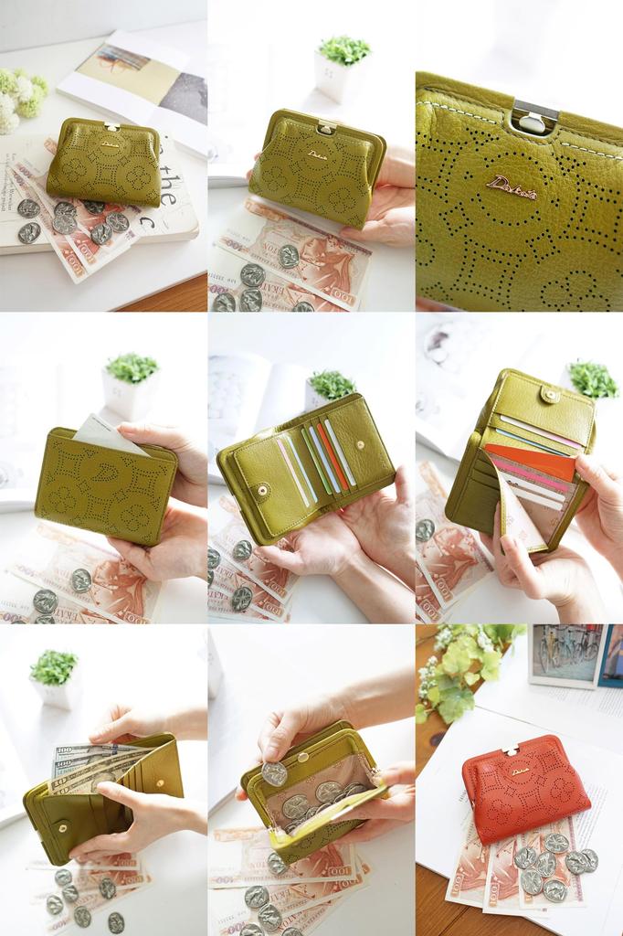 Кошелек двойного сложения из натуральной кожи горчичного цвета [Dakota] женский DA-31404-53