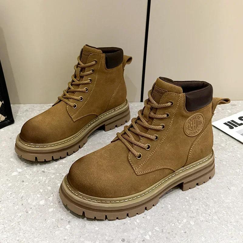 Ботинки женские из натуральной кожи на толстой подошве Мотоциклетная рабочая одежда для отдыха на природе Женские ботильоны Обувь для женщин Zapatos