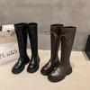 New women's boots autumn and winter British thick-soled lace-up boots women's round head fashion small tall boots tide