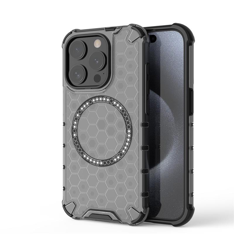 Применимый защитный чехол 2-в-1 с охлаждением для iPhone17Pro max Apple 16 сотовая структура магнитное крепление противоударный чехол для мобильного телефона