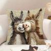 Cute Cartoon Kiss Donkey Zipper Pillow Case Soft Beige