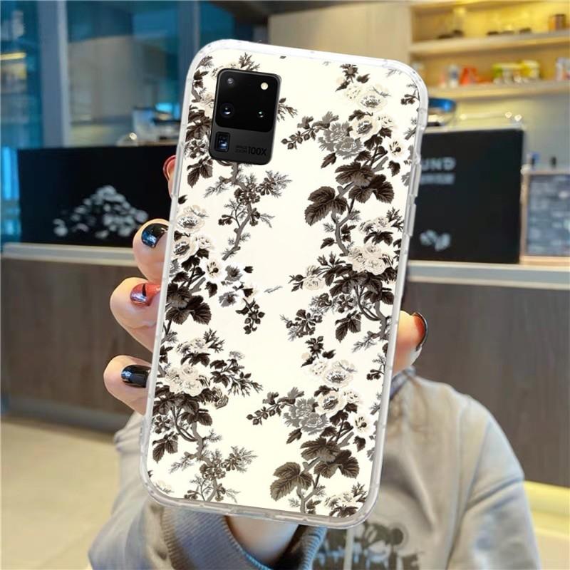 Винтажный цветочный чехол для телефона Samsung Galaxy S10 S21 S22 Plus Ultra A91 A51 A21S A12 Прозрачный чехол для телефона