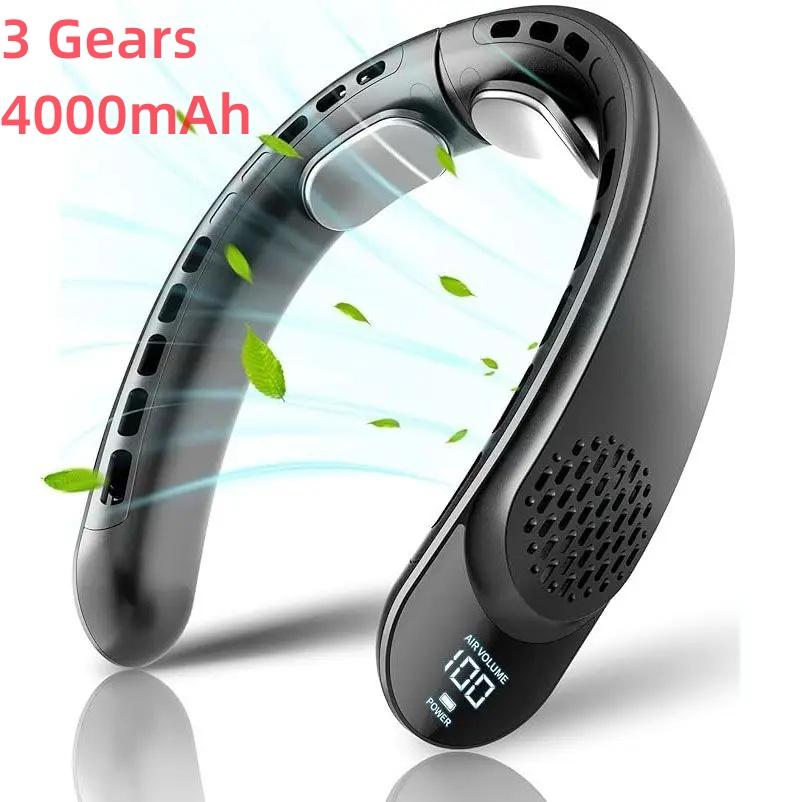 2024 Новый четырехъядерный USB вентилятор для шеи, турбинный безлопастной дизайн, простое управление и переноска для использования на открытом воздухе, портативный летний подарок