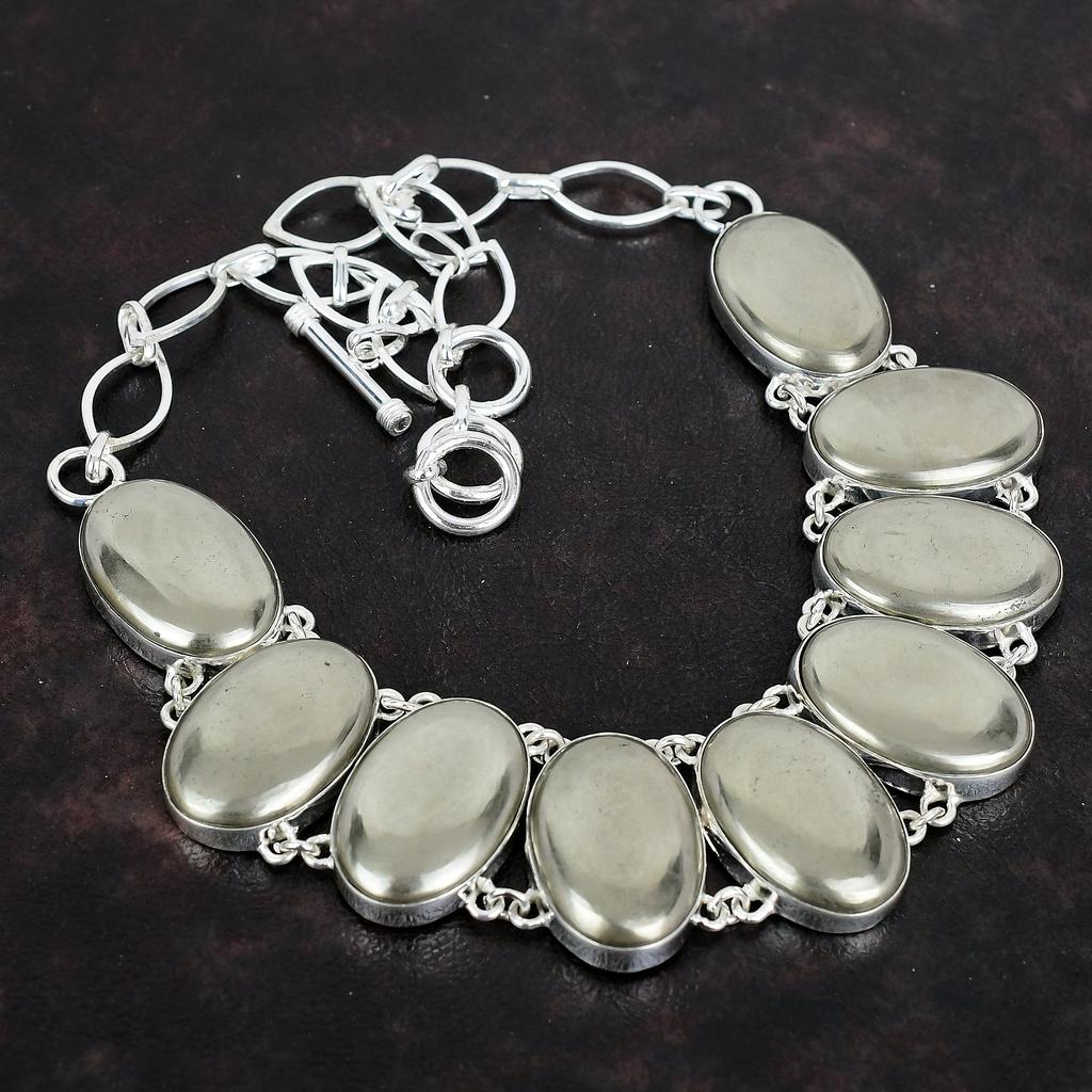 Pyrite Necklace Handmade Gemstone Jewelry 925 Sterling Silver Necklace Adjustable Chain Necklace Anniversary Gifts Healing Stone Necklace