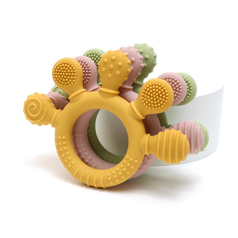 Color Kids Baby Silicone Teether Toy BPA Free Kids Chewing Ring Baby Toy Newborn Cartoon Silicone Teething Toys Baby Accessories