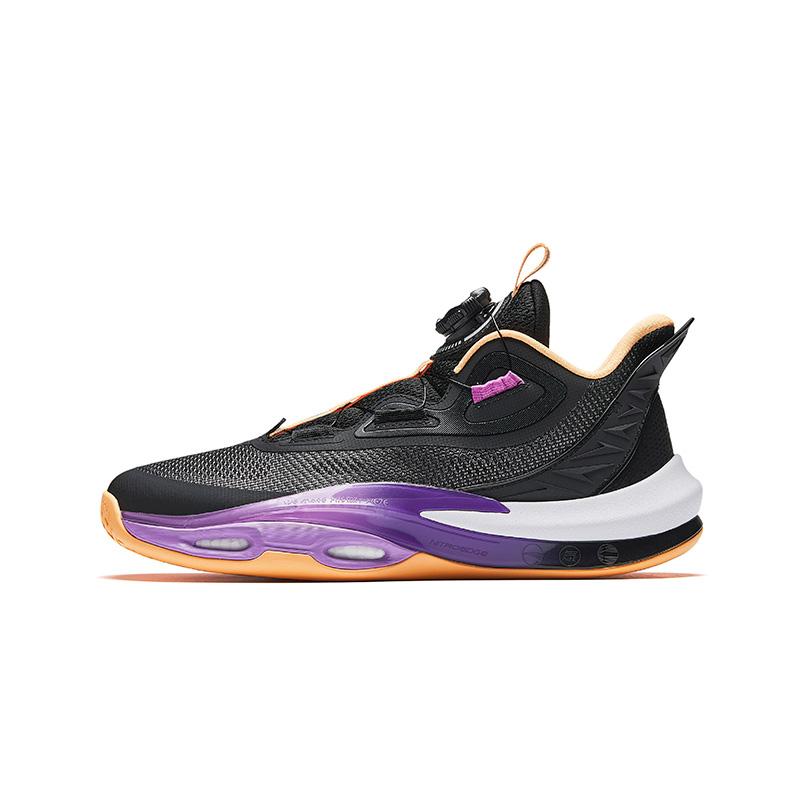 Anta Kids Qingkuang Professional Basketball Shoes Men Sneakers Black Cabbage-Purple 312511112-3