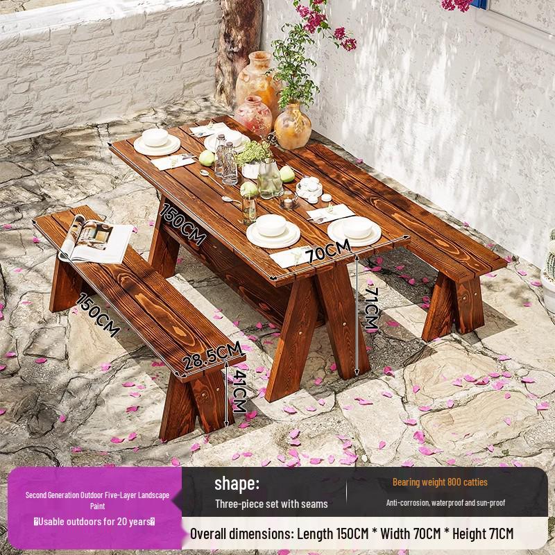 Outdoor Waterproof Anti-corrosion Wood Park Bench with Backrest