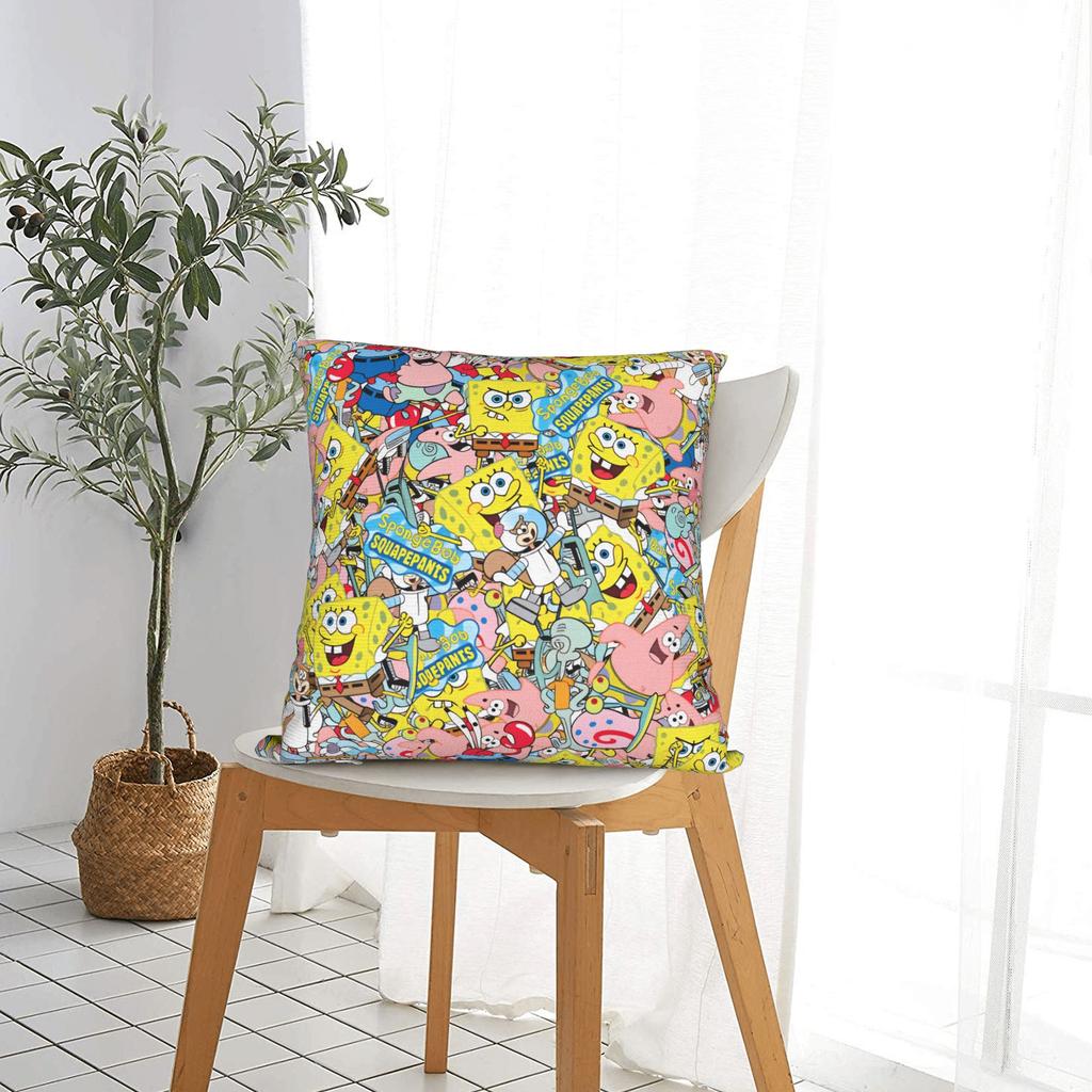 S-Spongebobeds S-Squarepantsed Sponge Man Pillow Cover Comfy Cushion Cover Vintage Pillow Case For Sofa Car Home Decor
