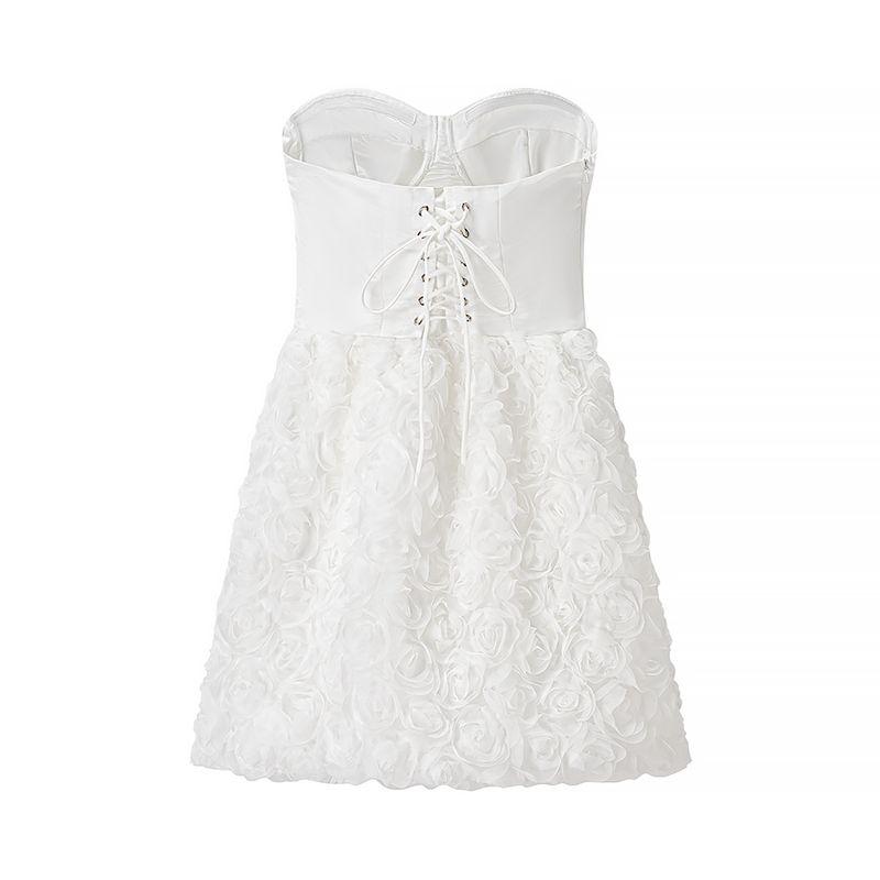 Zbzr Spring New Women Clothes Western Style Fashion Sexy Three-Dimensional Flower Back Strap Tube Top Dress