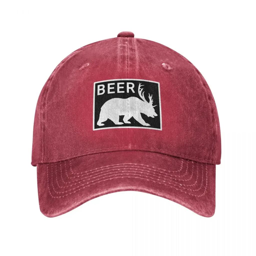 bear deer beer Baseball Cap New Hat Golf Sunscreen Vintage Womens Beach Visor Unisexs