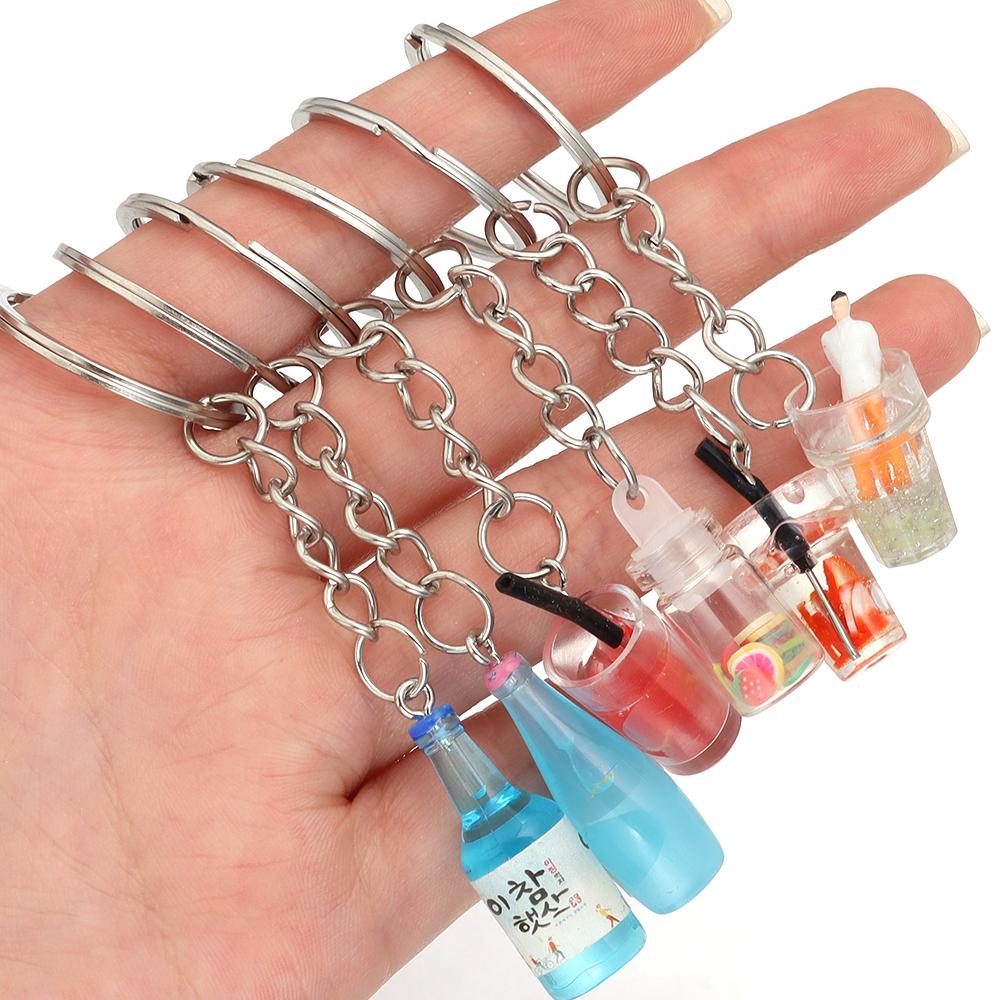 10pcs/lot Metal Flat Round Key Ring Key Chain With Acrylic Charms DIY Key Chain Pendant Connectors Jewelry Making Accessories