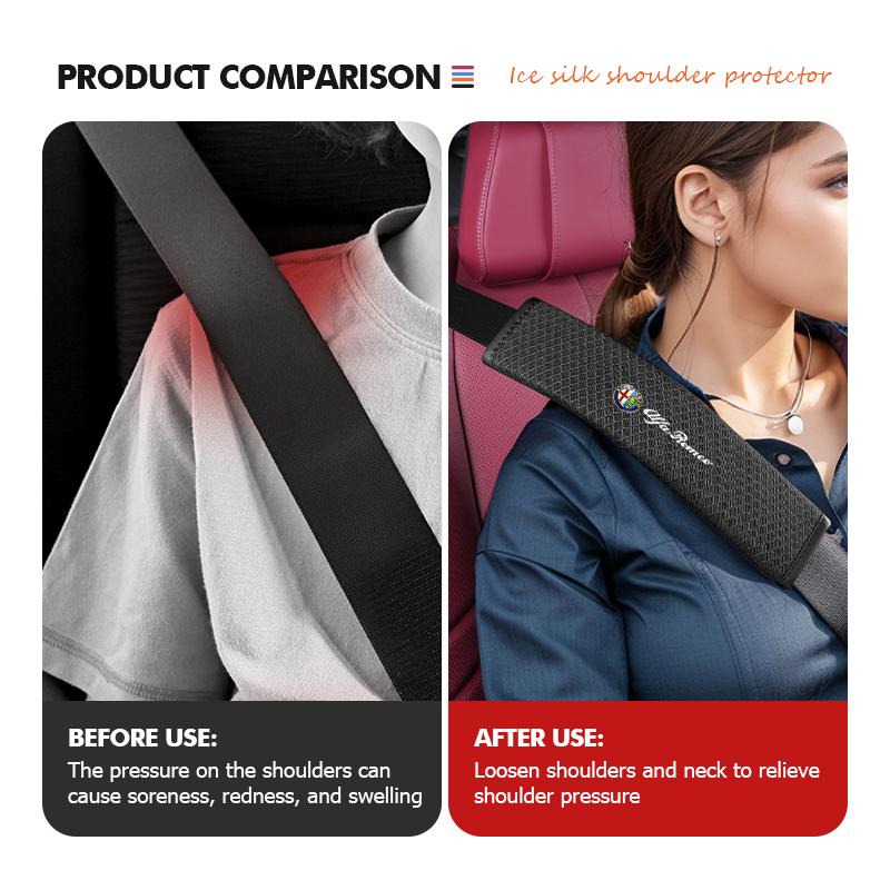 For Alfa Romeo 1/2PCS Car Seat Belt Cover Adjustable Ice Silk Safety Protection Shoulder Pad 159 Giulietta 156 147 Giulia Mito