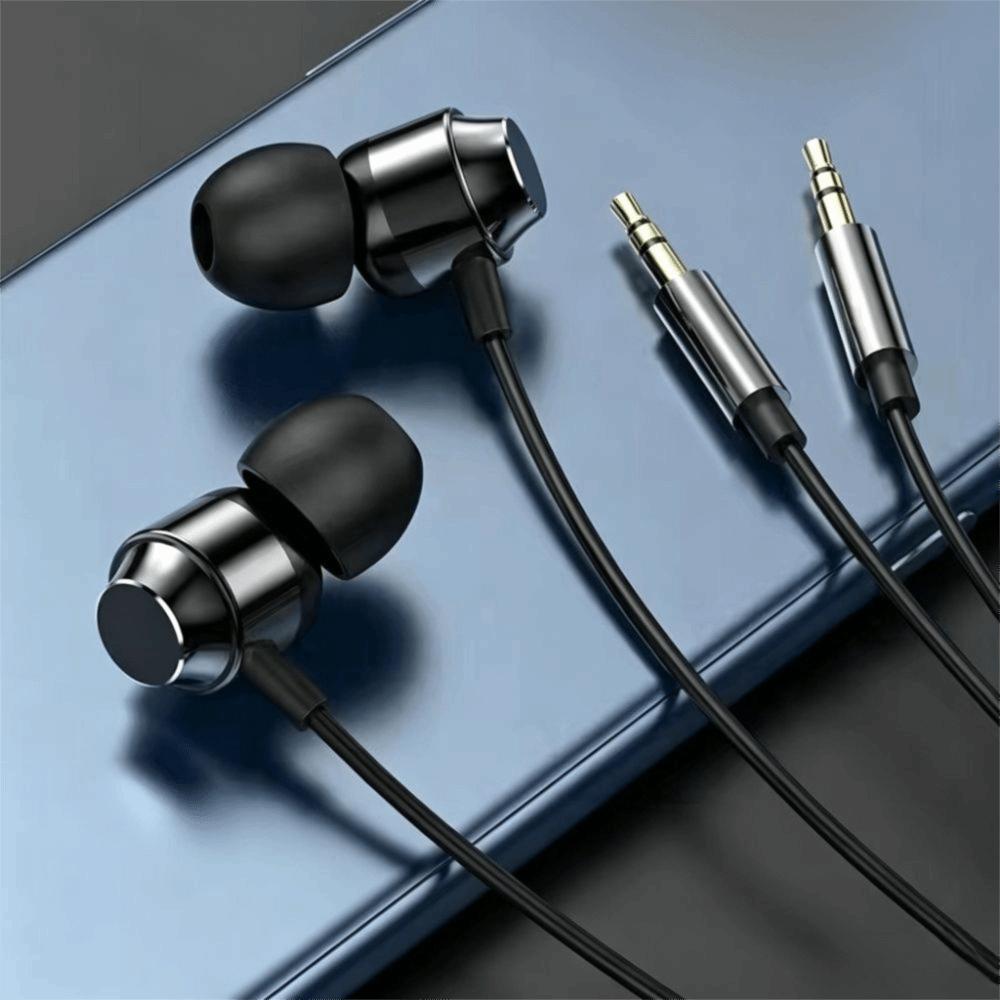 Bass Stereo Dual-plug Headphones 3.5mm in-ear Earbud Gamer Wired Earphone Desktop