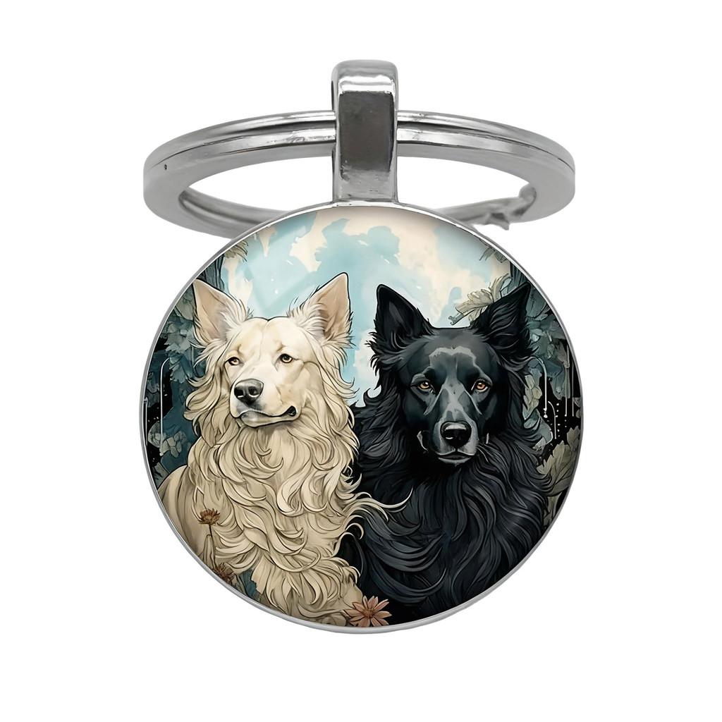 Металлический брелок с иллюстрацией собаки в винтажном стиле, идеально подходящий для свадебных подарков, вечеринок