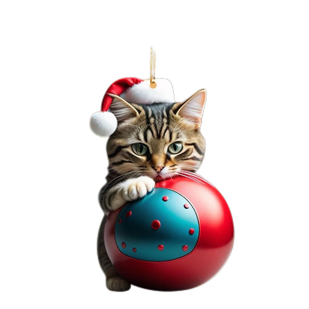 Acrylic Christmas Cat Charm Ornament Unique Holiday Decor Fun Pendant Decorations for Christmas Trees Door and Window