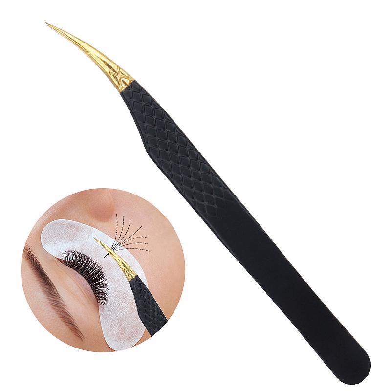 Professional Black Gold Stainless Steel Eyelash Tweezers High Precision Tweezers