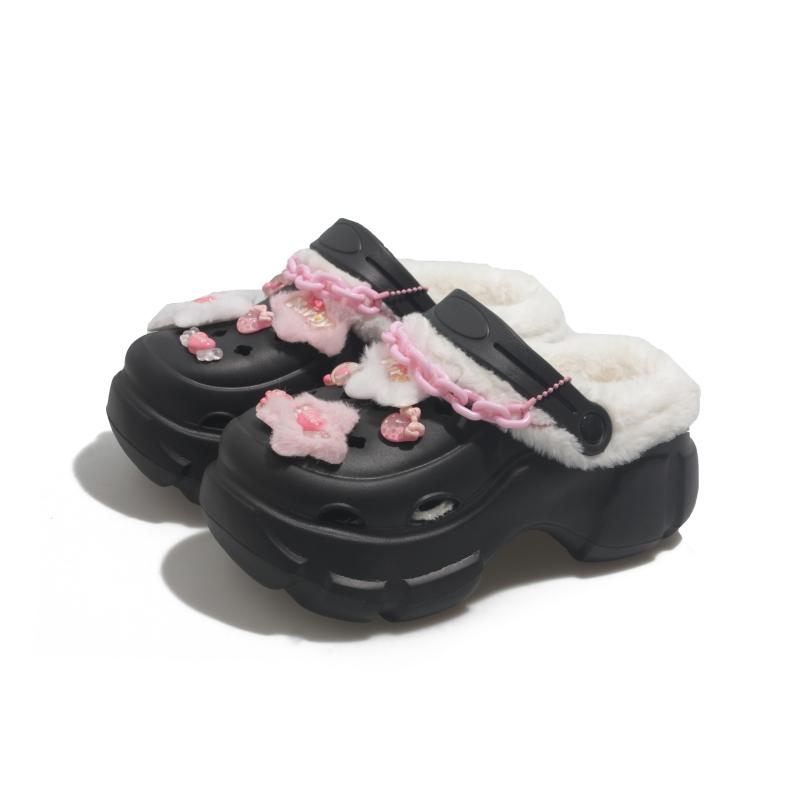 Зимние бархатные женские сабо на открытом воздухе, теплые, плюшевые, на платформе, дизайнерские туфли, женские, модные, белые, увеличивающие рост, женские домашние тапочки