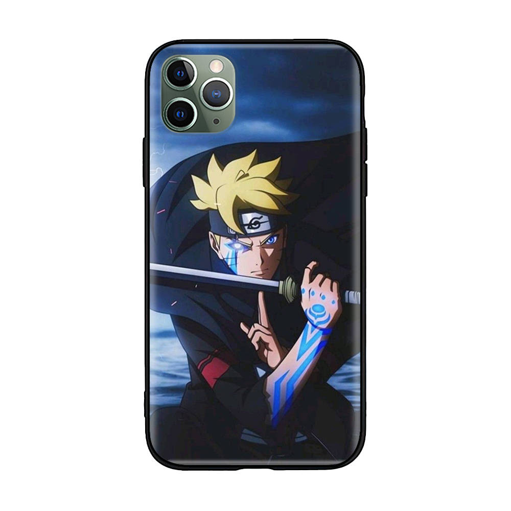 Мягкий черный чехол W-40 Naruto Uchiha Sasuke для iPhone 11 12 13 14 15 6 7 8 X XS Pro Max XR Samsung S21 S22 S23 S24 FE Ultra S8 Plus