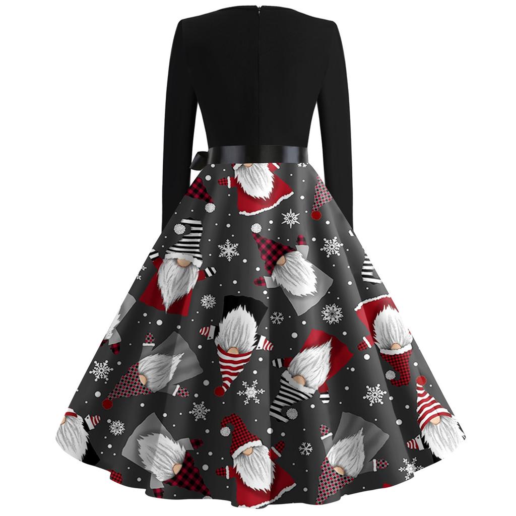 Женское расклешенное платье с принтом на Хэллоуин для женщин, платье с длинным рукавом, вечерние повседневные платья