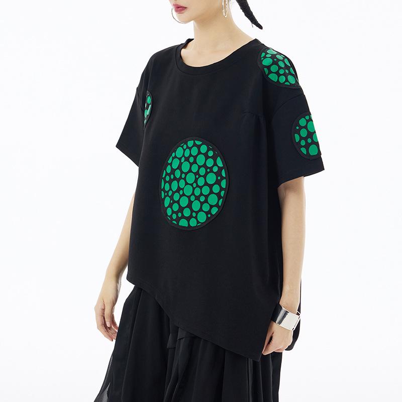 Xitao Необычная повседневная футболка контрастного цвета в горошек, свободный женский топ ZY8822