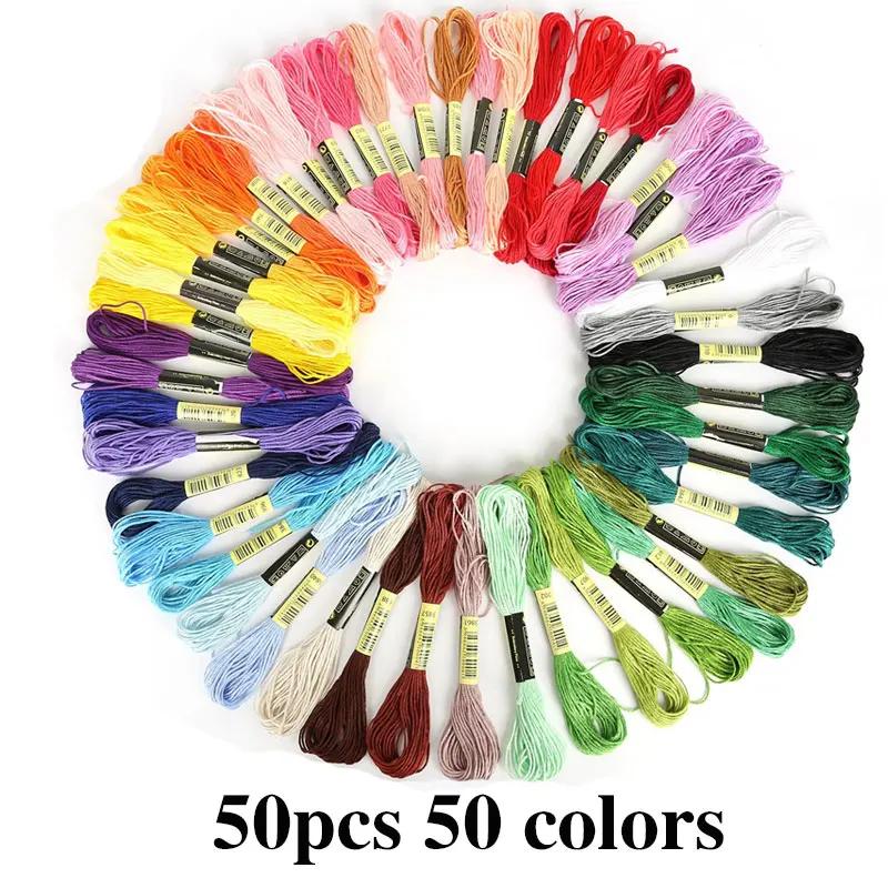 5/8/50/100 шт. Разные цвета Вышивальные нитки Хлопок Швейные мотки Радужные хлопковые и шелковые нитки для вышивания для DIY изготовления браслетов